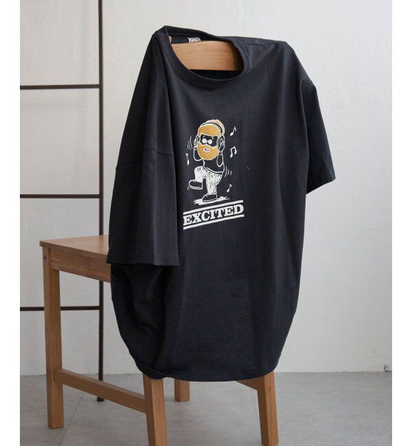 VENCE share style「ヒゲ発泡キャラプリントTシャツ」|Tシャツ・カットソー|ネイビー