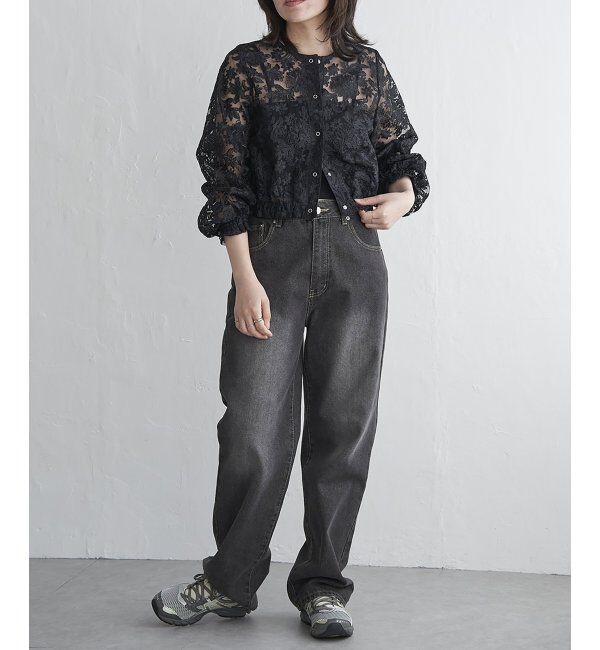 VENCE share style「オーガンジー刺繍レースブルゾン」|ブルゾン・スタジャン|