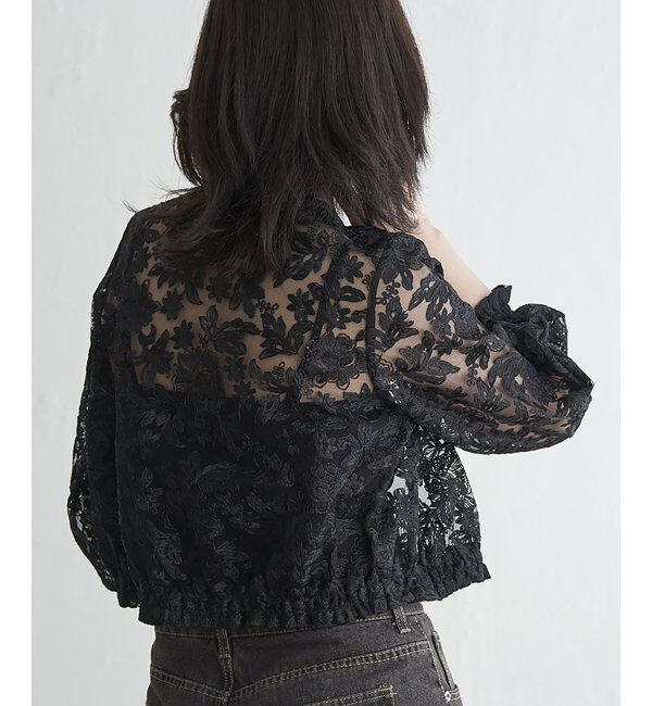 VENCE share style「オーガンジー刺繍レースブルゾン」|ブルゾン・スタジャン|