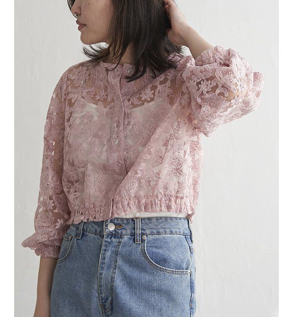 VENCE share style「オーガンジー刺繍レースブルゾン」|ブルゾン・スタジャン|