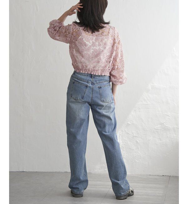 VENCE share style「オーガンジー刺繍レースブルゾン」|ブルゾン・スタジャン|