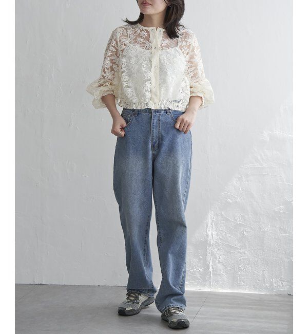 VENCE share style「オーガンジー刺繍レースブルゾン」|ブルゾン・スタジャン|