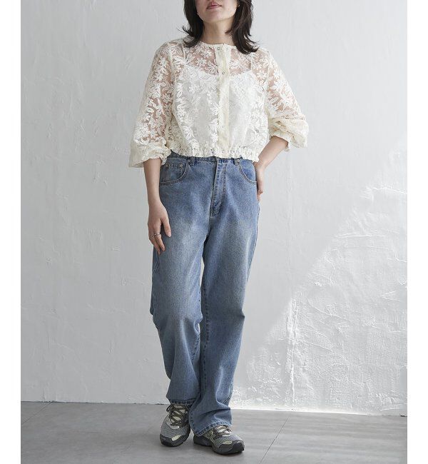 VENCE share style「オーガンジー刺繍レースブルゾン」|ブルゾン・スタジャン|