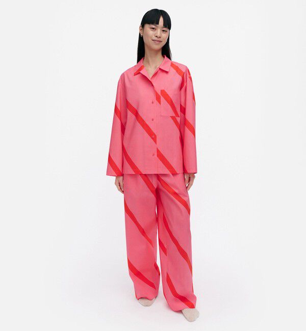 Marimekko「【オンラインストア限定】Heili Basso / Laila Gohar for Marimekko パジャマシャツ」|シャツ・ブラウス|ローズ&times;レッド