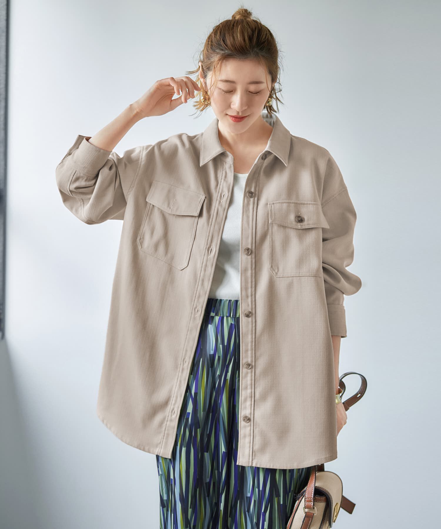 STYLE DELI「凹凸生地のシャツジャケット」|その他|グレーベージュ