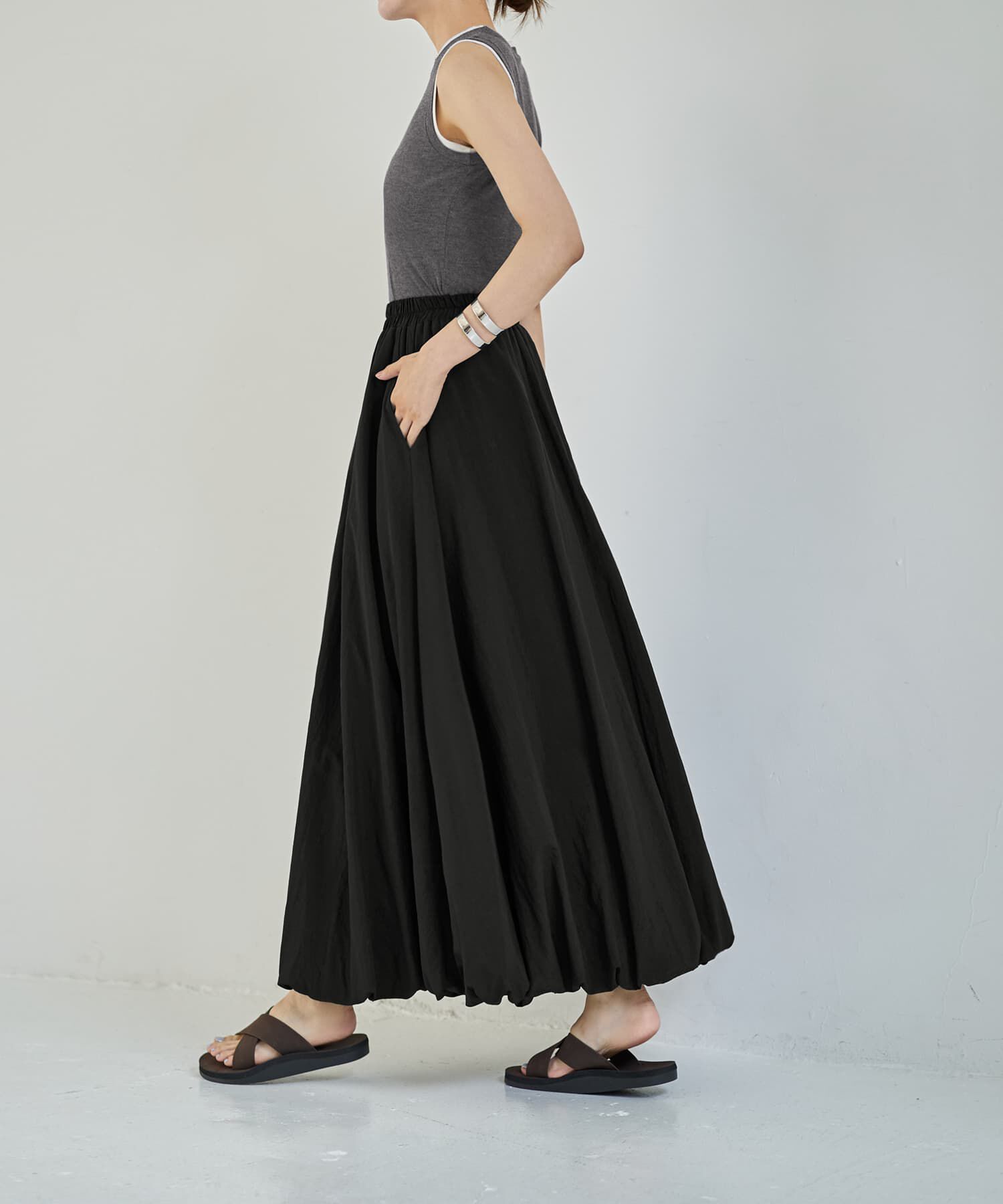 STYLE DELI「【LUXE】マットタフタロングバルーンスカート」|スカート|
