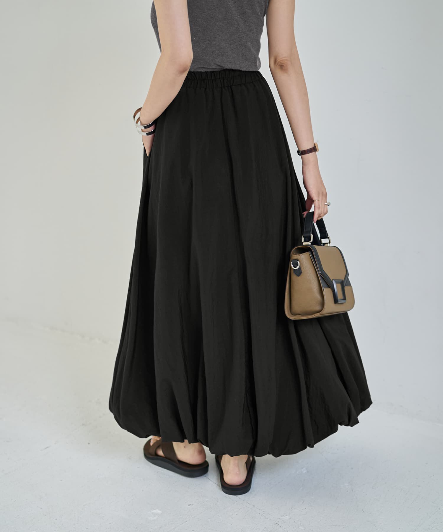 STYLE DELI「【LUXE】マットタフタロングバルーンスカート」|スカート|