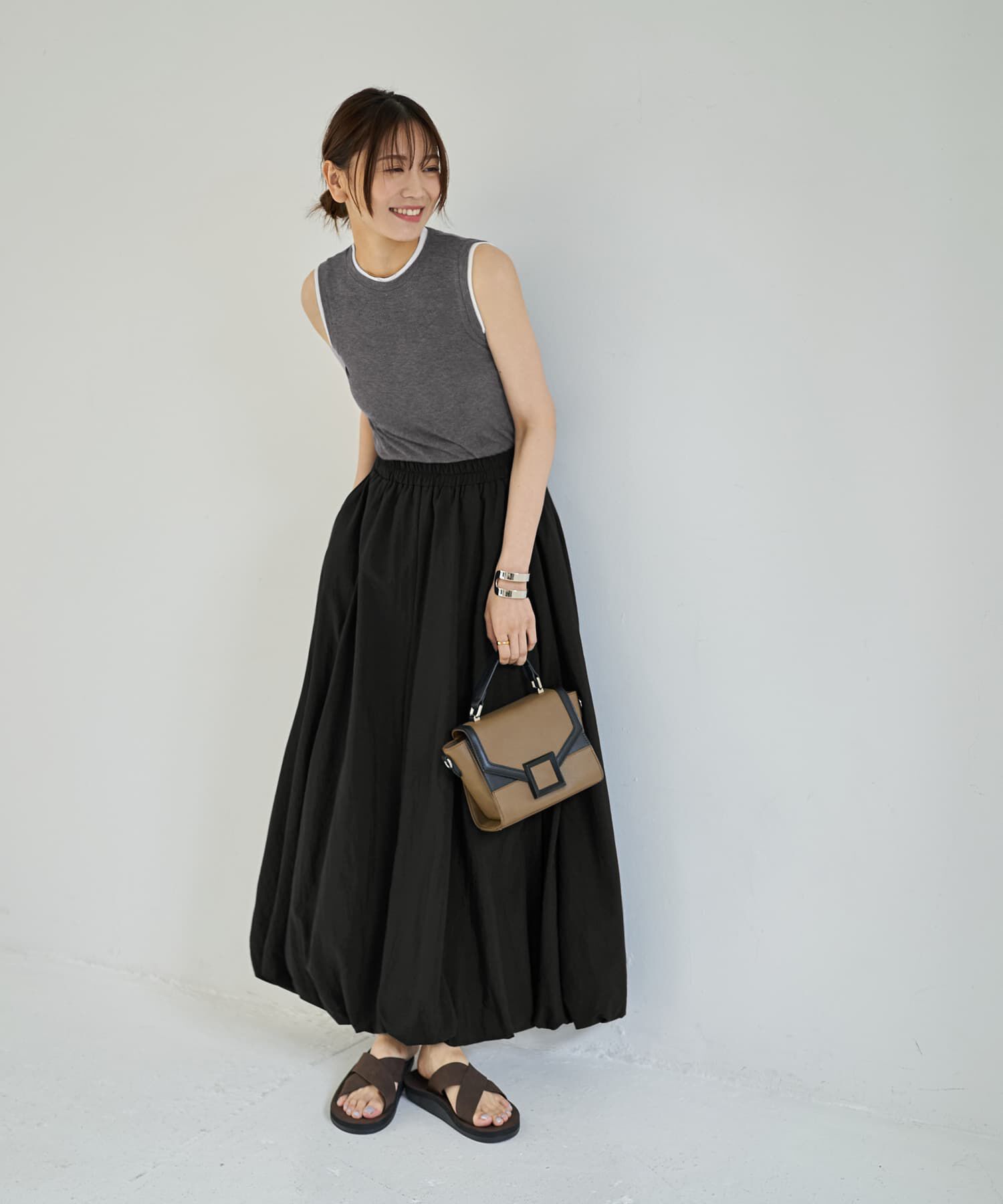 STYLE DELI「【LUXE】マットタフタロングバルーンスカート」|スカート|