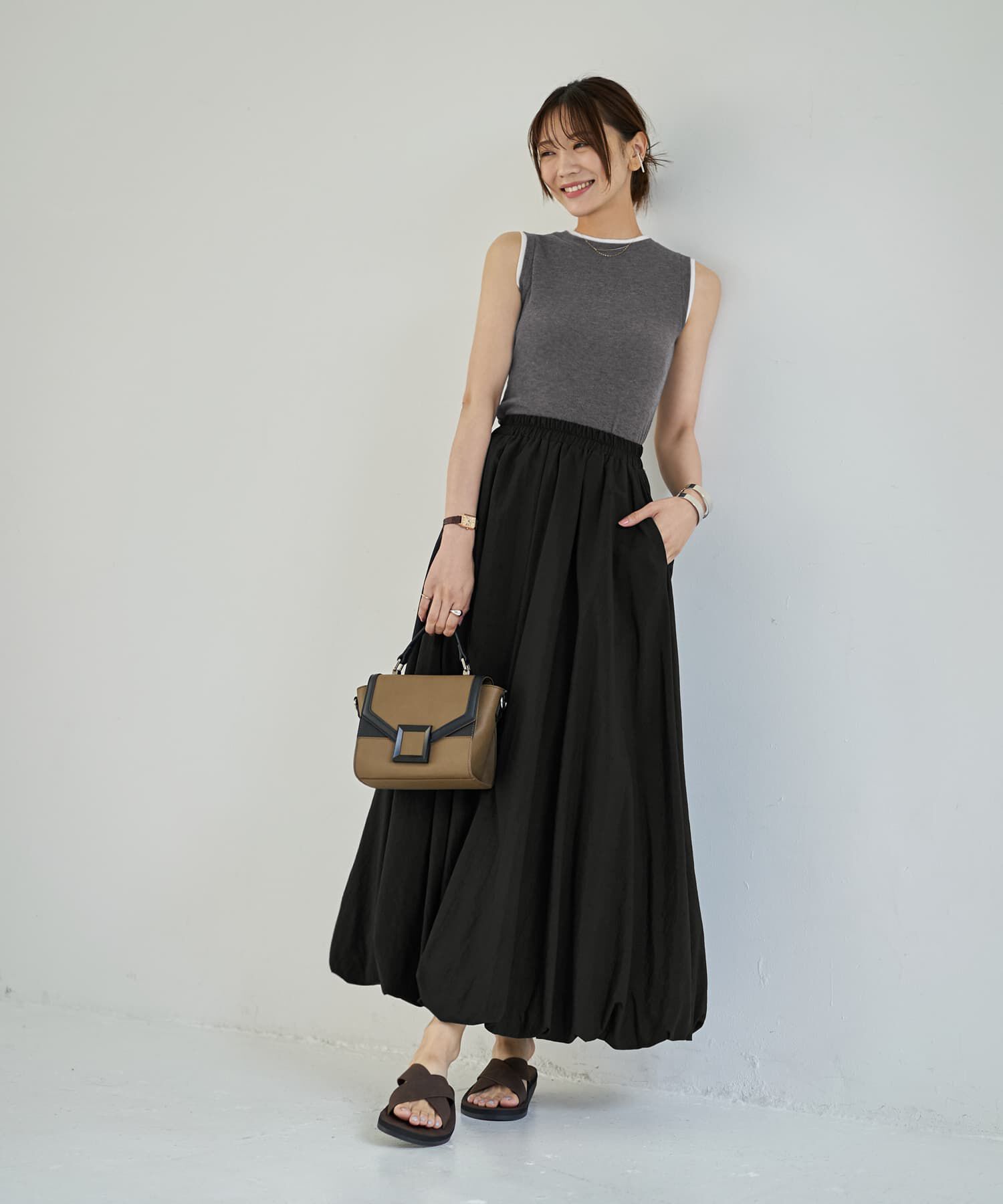 STYLE DELI「【LUXE】マットタフタロングバルーンスカート」|スカート|