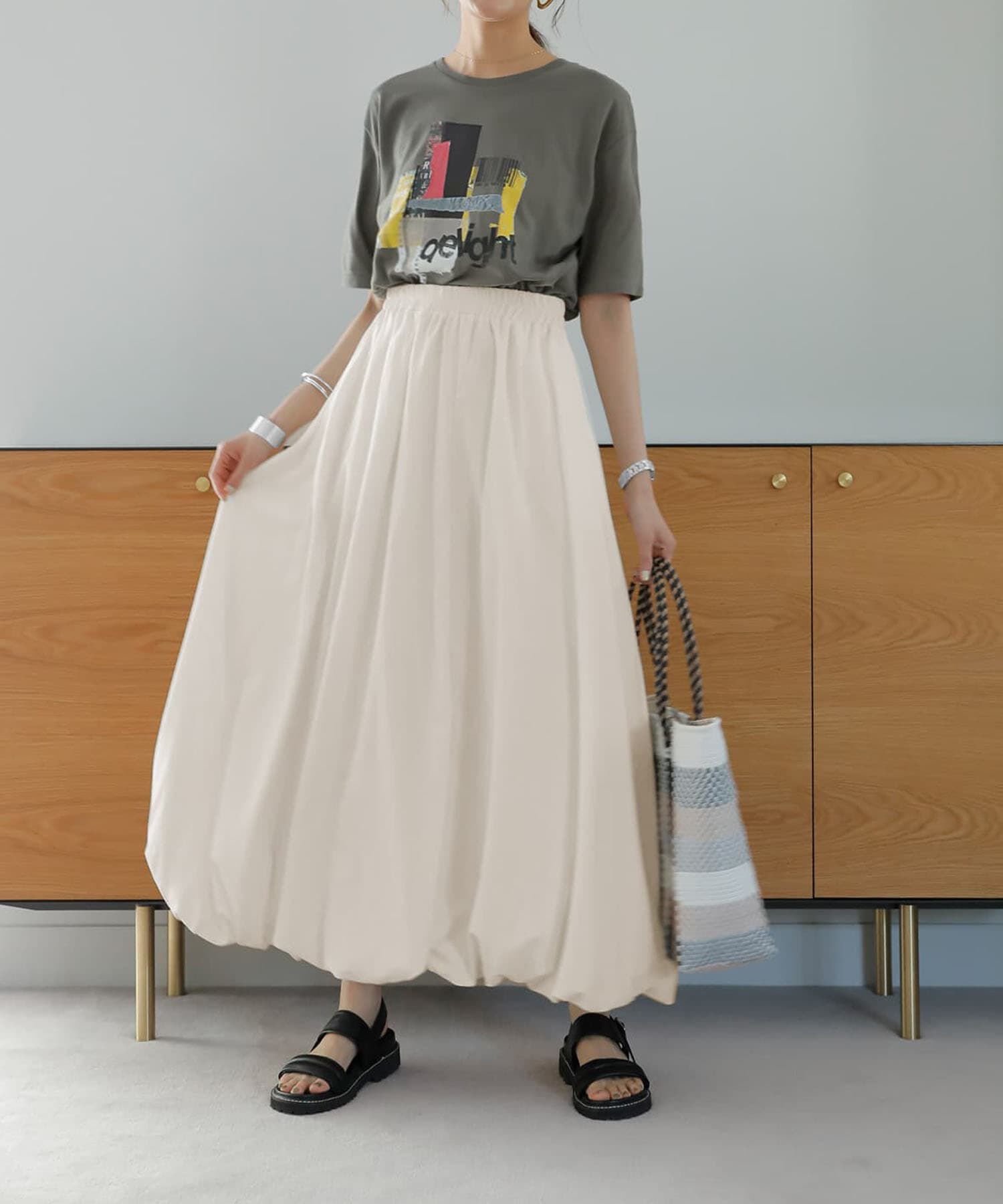 STYLE DELI「【LUXE】マットタフタロングバルーンスカート」|スカート|