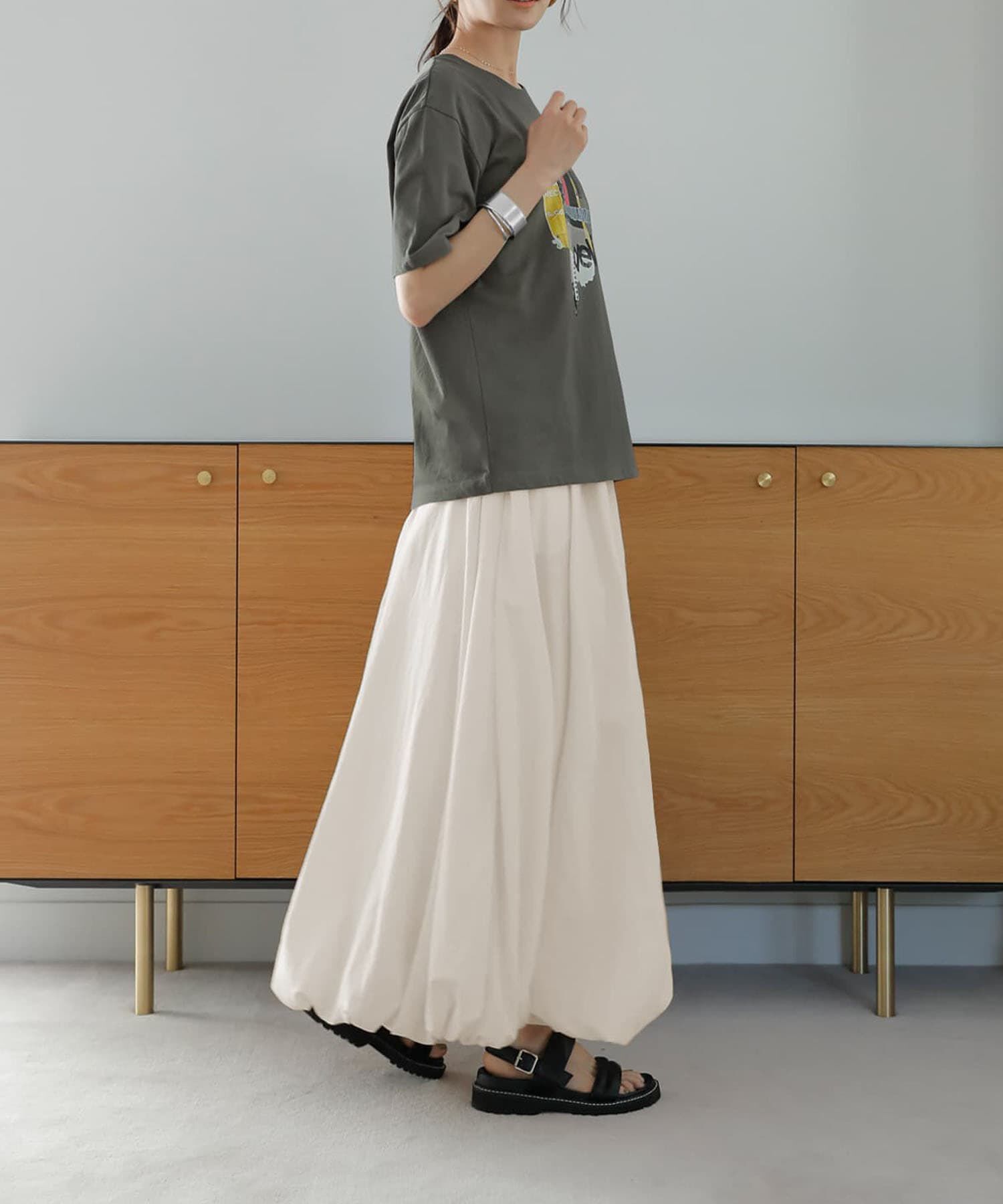 STYLE DELI「【LUXE】マットタフタロングバルーンスカート」|スカート|