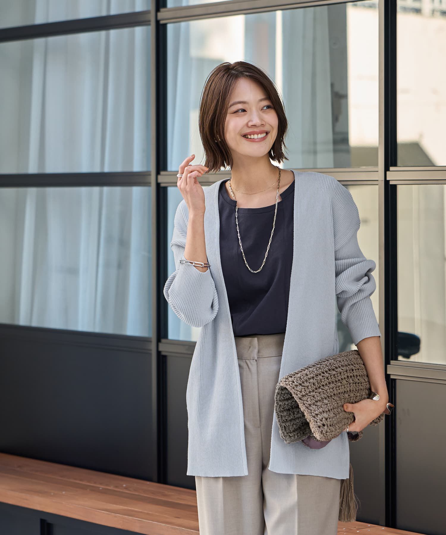 STYLE DELI「リブ編み羽織りカーディガン」|カーディガン|