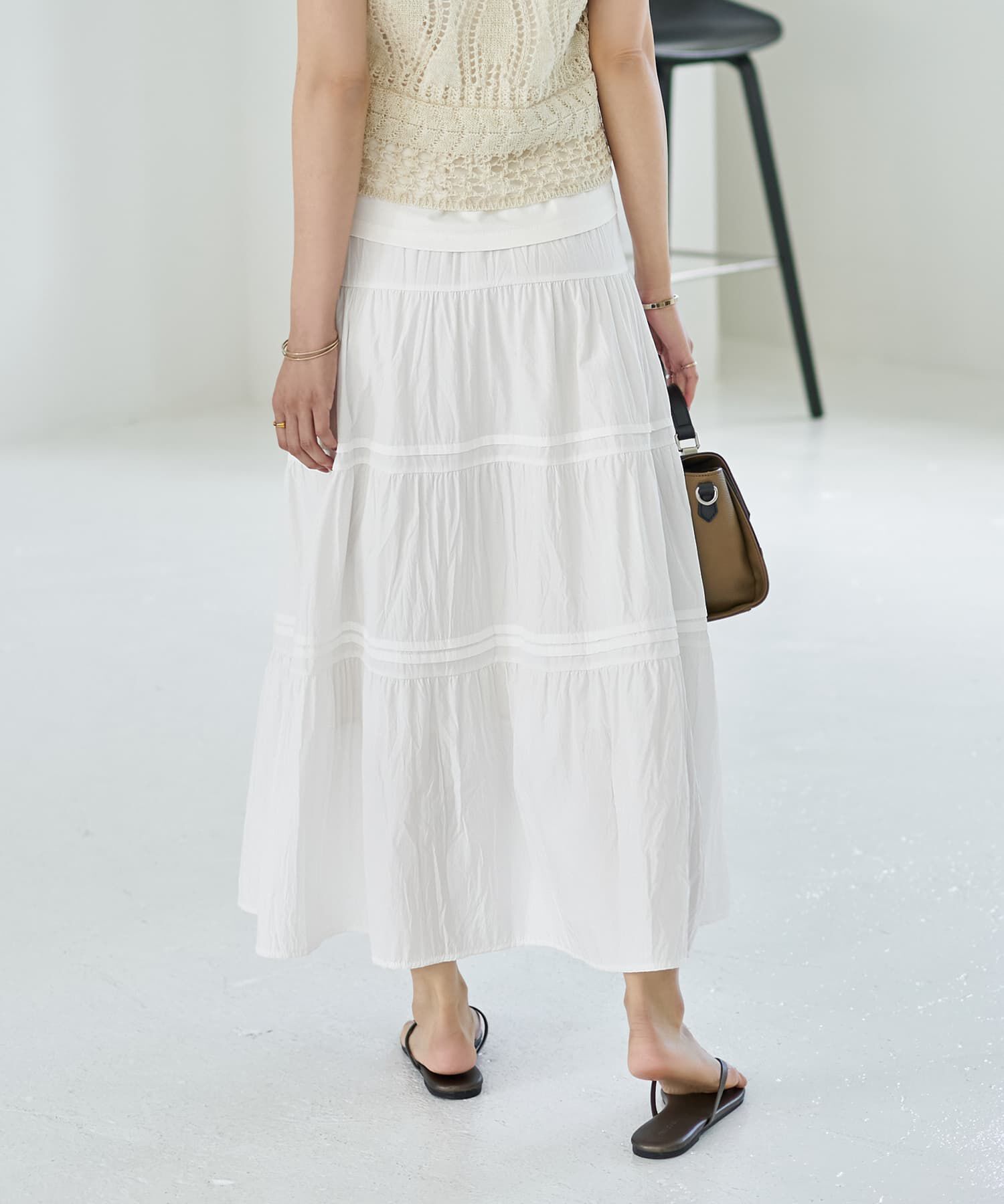 STYLE DELI「コットン質感のタックティアードロングスカート」|スカート|