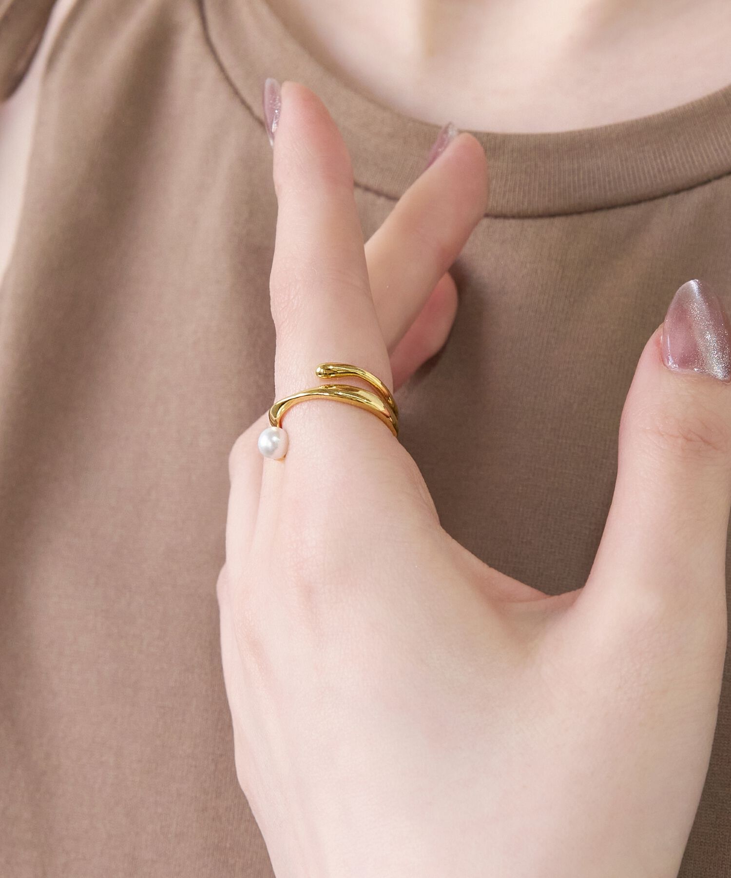 Phoebe「2wayリボンパールリング&イヤーカフ」|リング|