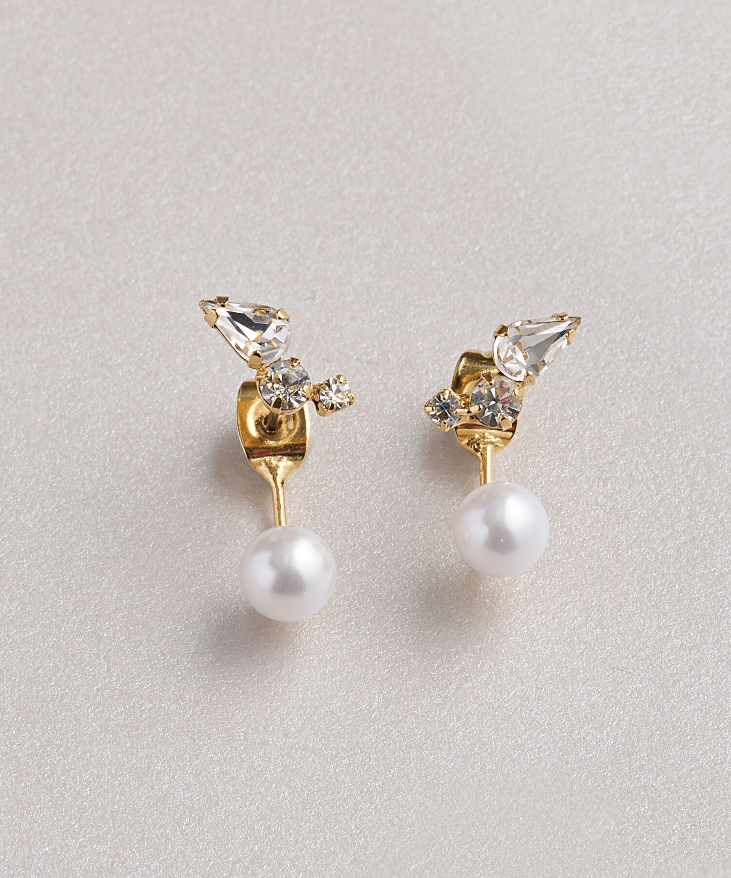 Phoebe「2wayタイニービジューフロートバックキャッチピアス」|ピアス|