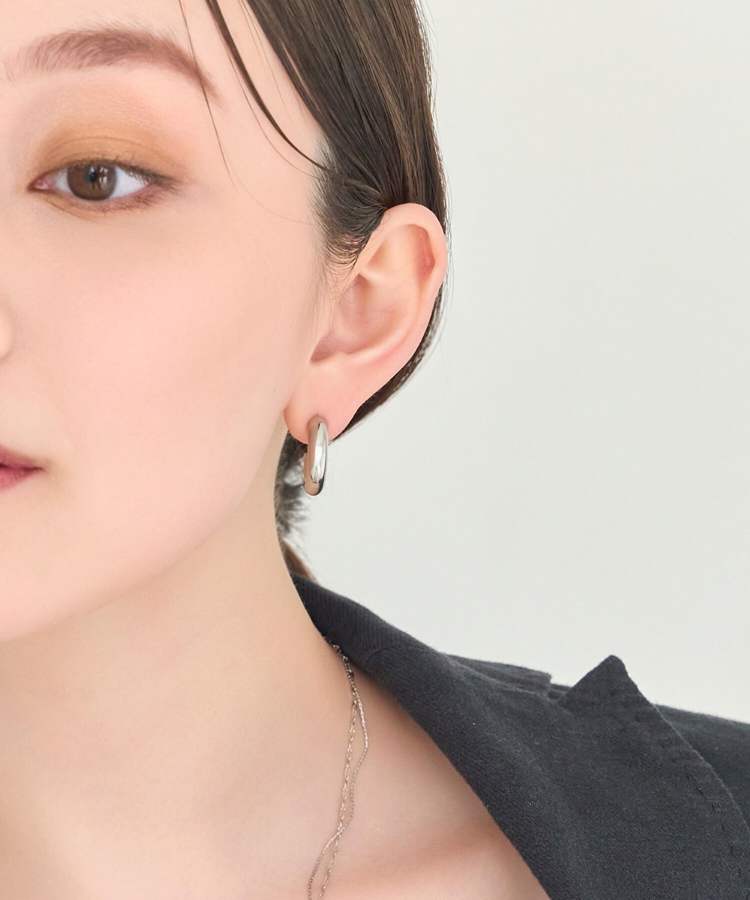 Phoebe「【金属アレルギー対応】ボリュームフープピアス　シルバー/サージカルステンレス」|ピアス|