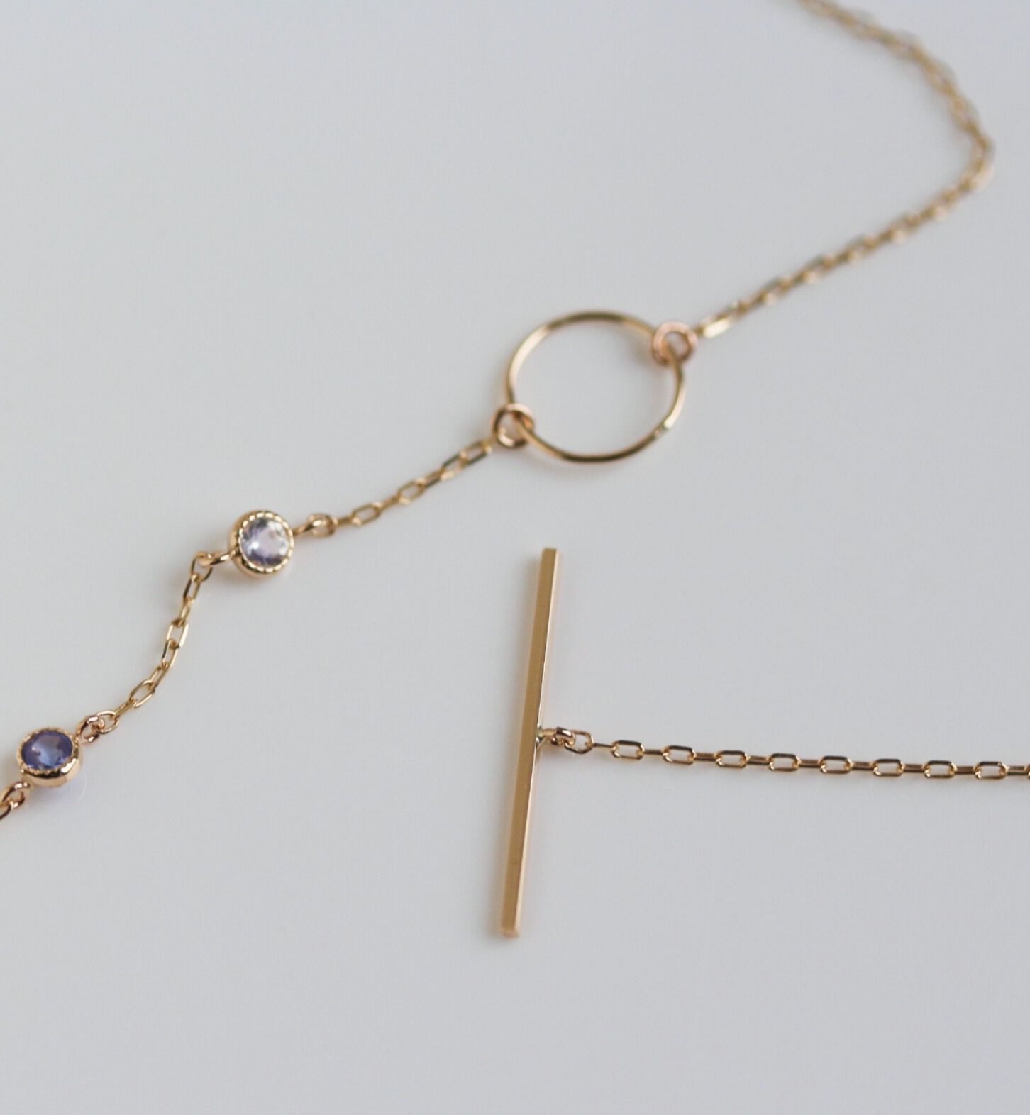  「マルチカラーストーン Y ネックレス | K10YG」|ネックレス|