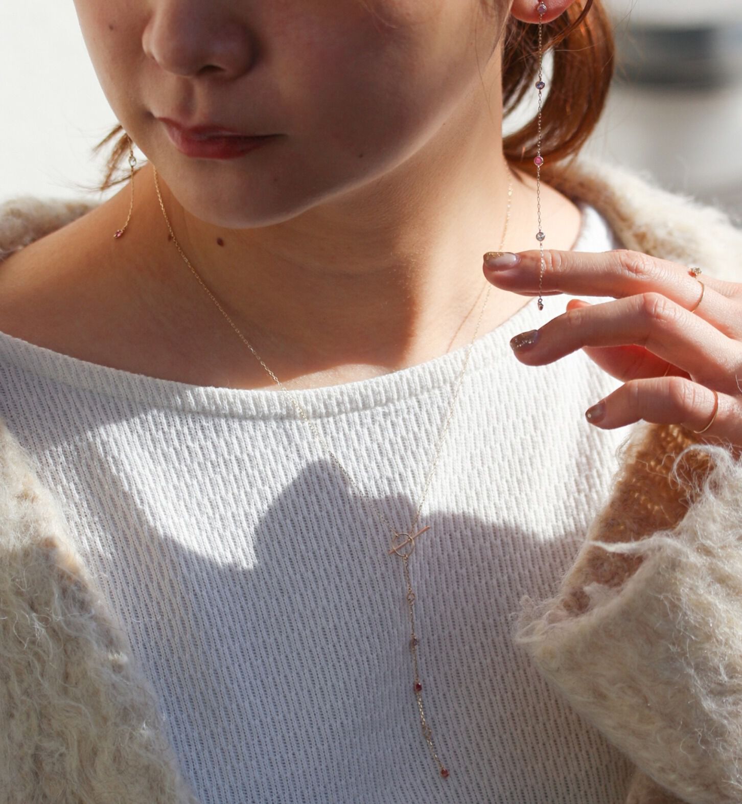  「マルチカラーストーン Y ネックレス | K10YG」|ネックレス|