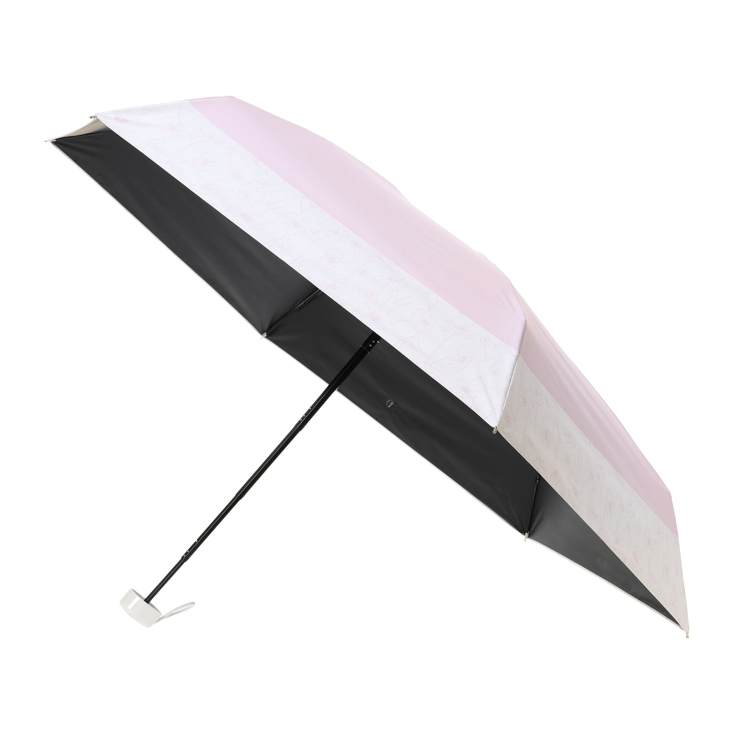  「ラインフラワーボーダー軽量ミニ／アンブレラ／ショート」|傘|