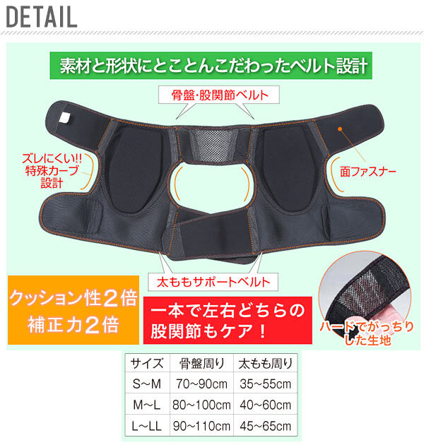 BACKYARD FAMILY「股関節ベルト 通販 デラックス股関節ベルト 両足用 股関節 サポーター ベルト 男女兼用 腰」|その他|