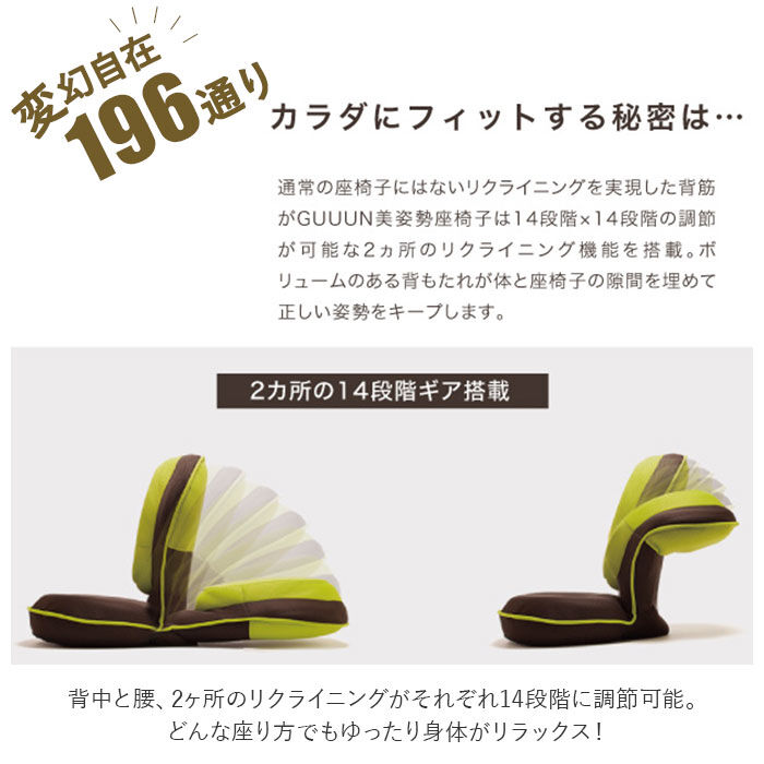 BACKYARD FAMILY「座椅子 リクライニング 通販 背筋がGUUUN 美姿勢座椅子 腰痛 背すじ 姿勢 座イス 座布団」|その他|