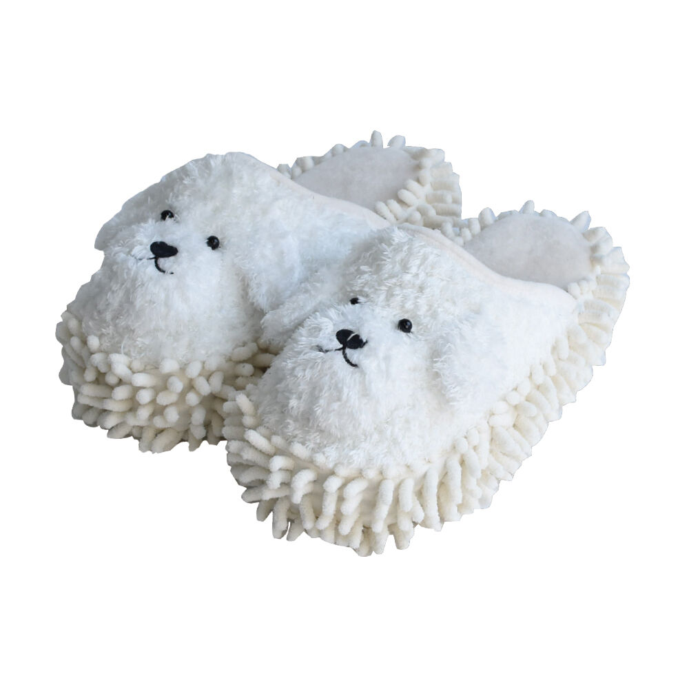 BACKYARD FAMILY「モップスリッパ かわいい 通販 お掃除スリッパ おそうじスリッパ モップ スリッパ ルームシューズ」|ルームシューズ|ホワイト1