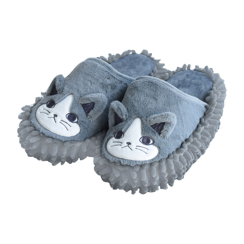 BACKYARD FAMILY「モップスリッパ かわいい 通販 お掃除スリッパ おそうじスリッパ モップ スリッパ ルームシューズ」|ルームシューズ|グレー1