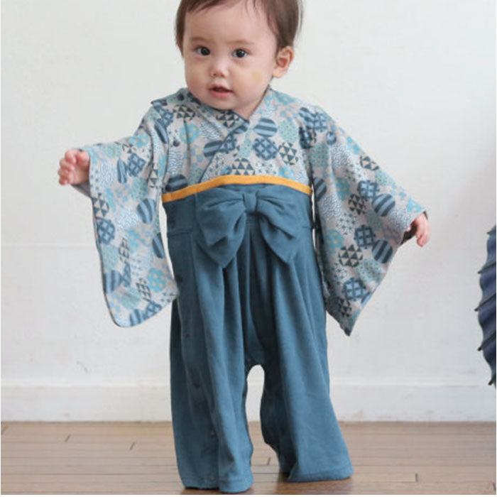 BACKYARD FAMILY「アエナック Aenak はかまロンパース 通販 男児 男の子 全開タイプ カバーオール 袴」|その他ベビーウェア|