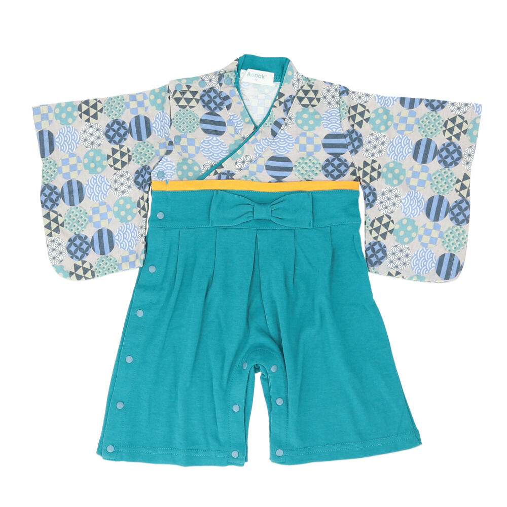 BACKYARD FAMILY「アエナック Aenak はかまロンパース 通販 男児 男の子 全開タイプ カバーオール 袴」|その他ベビーウェア|ブルー2