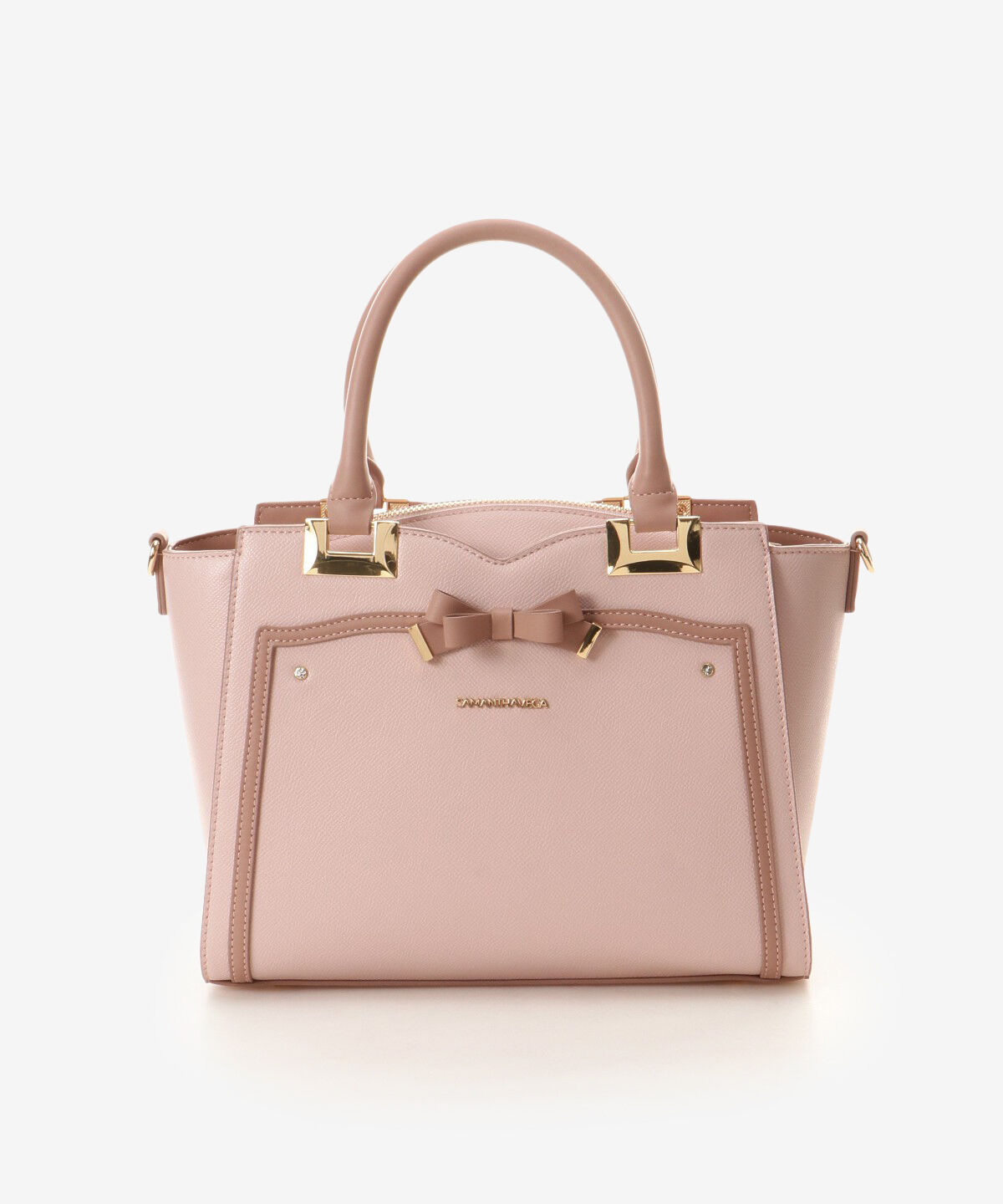 Samantha Vega「ソリッドリボントートバッグ」|ハンドバッグ|ﾋﾟﾝｸﾍﾞｰｼﾞｭ