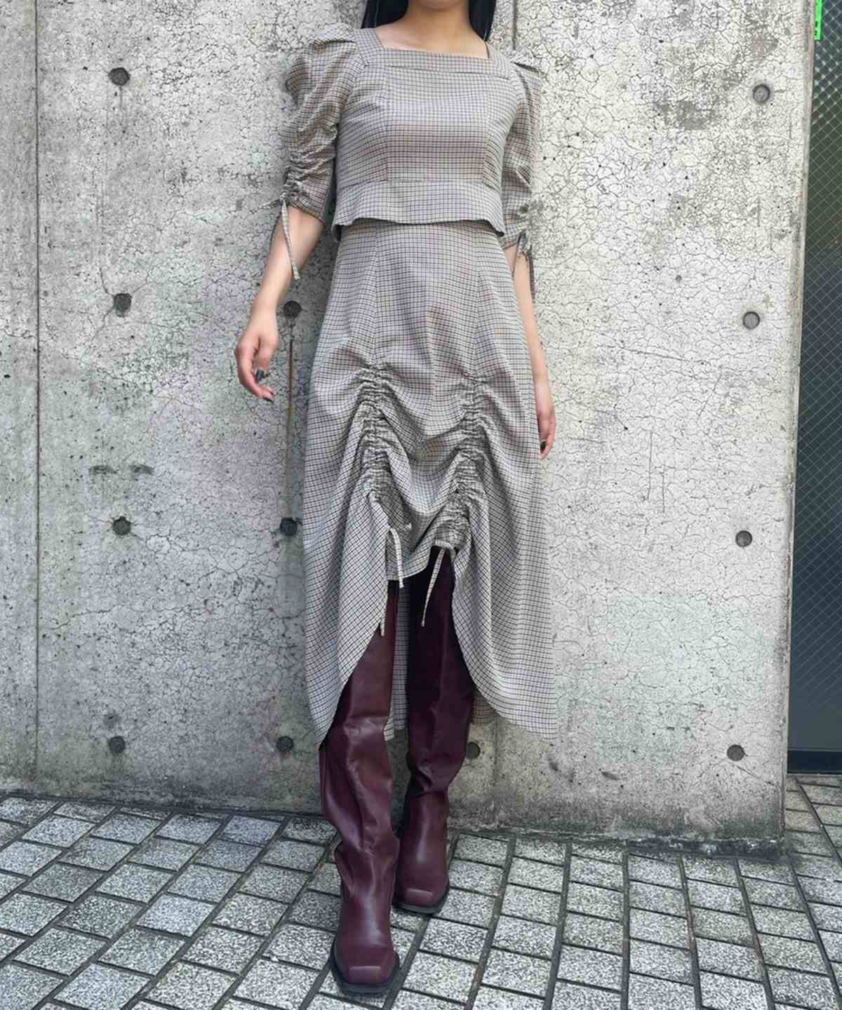REDYAZEL「チェックドロストブラウス」|シャツ・ブラウス|