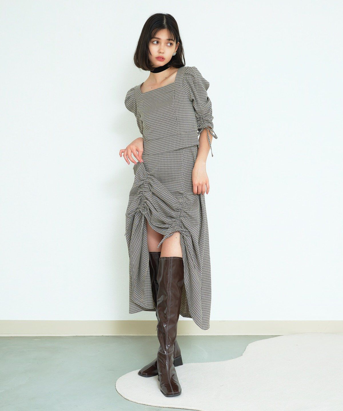 REDYAZEL「チェックドロストブラウス」|シャツ・ブラウス|