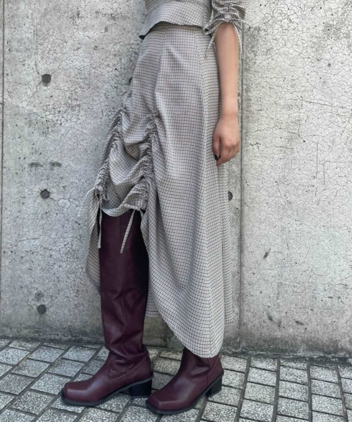 REDYAZEL「チェックドロストスカート」|フレア|