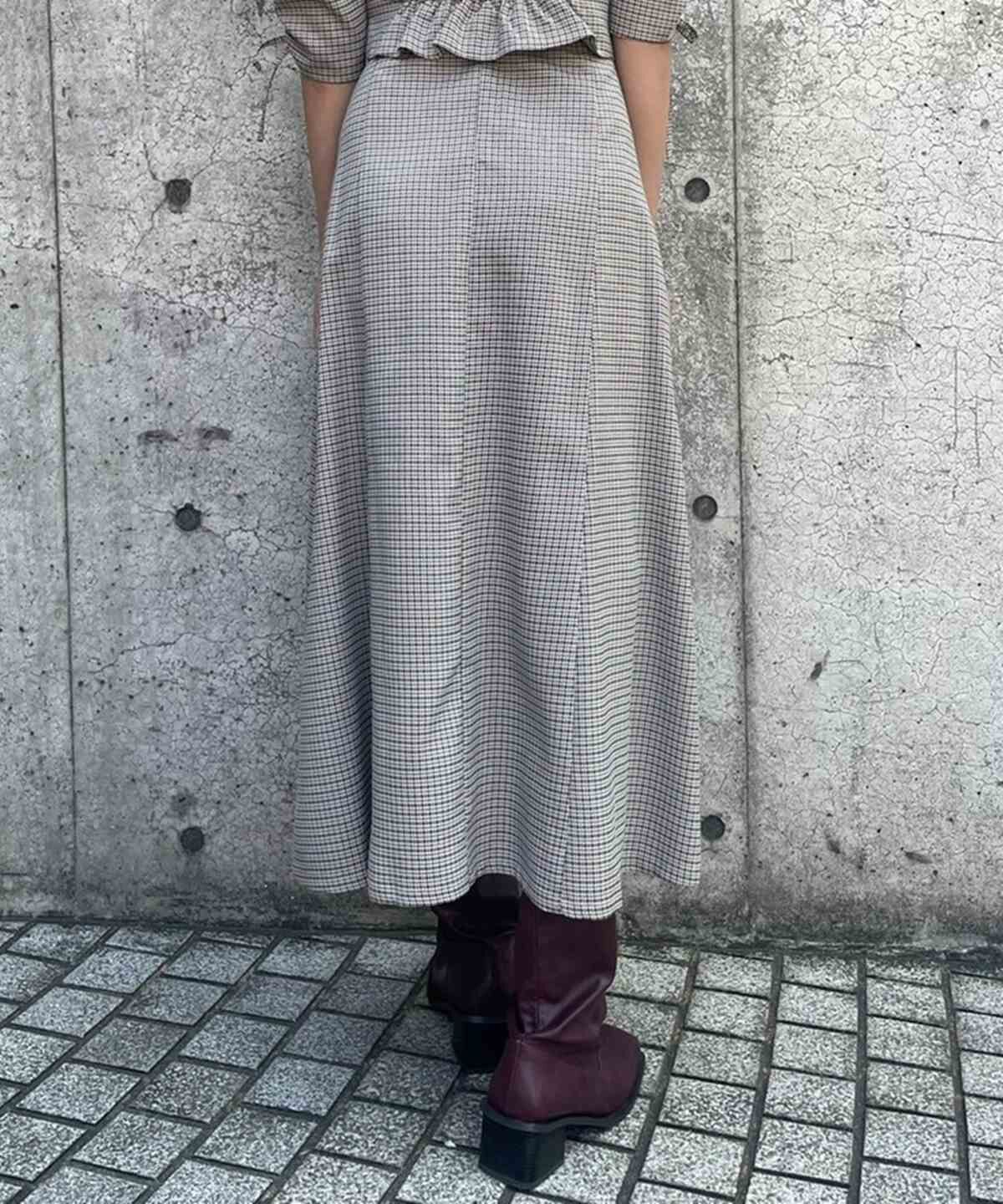 REDYAZEL「チェックドロストスカート」|フレア|
