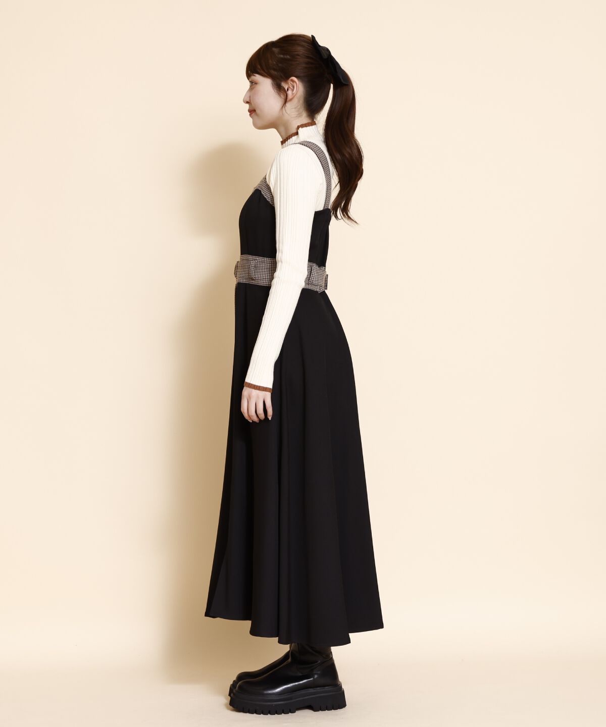 REDYAZEL「チェックバイカラービスチェワンピース」|ワンピース|