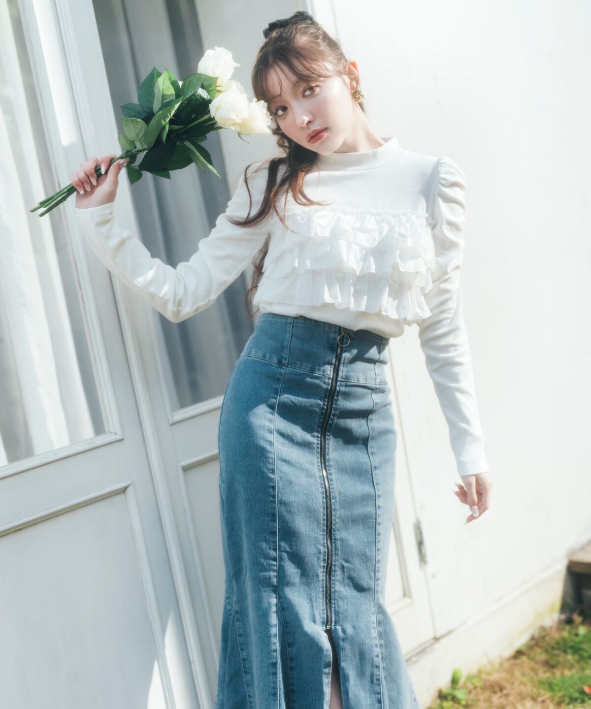 REDYAZEL「フロントジップデニムマーメイドスカート」|タイト|