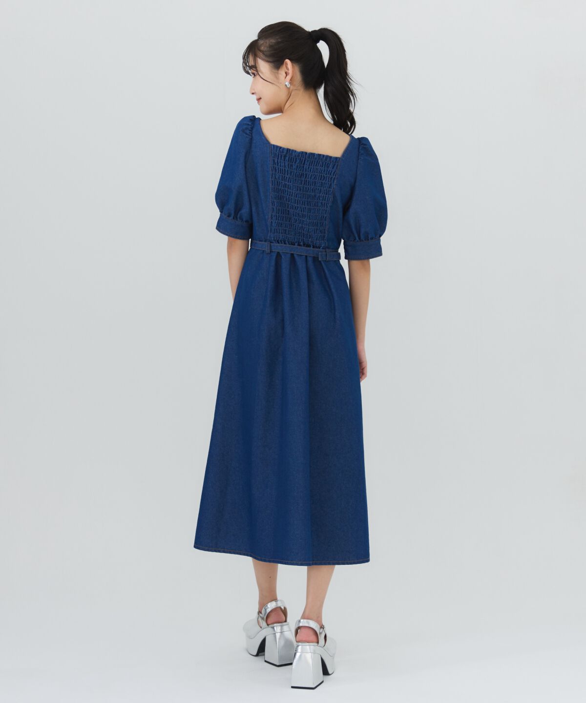 REDYAZEL「フロントジップスクエアネックフレアワンピース」|ワンピース|