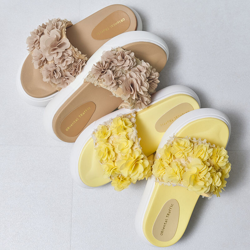 ORiental TRaffic「【アウトレット価格】厚底ホワイトソールフラワーサンダル/31258」|サンダル|YELLOW