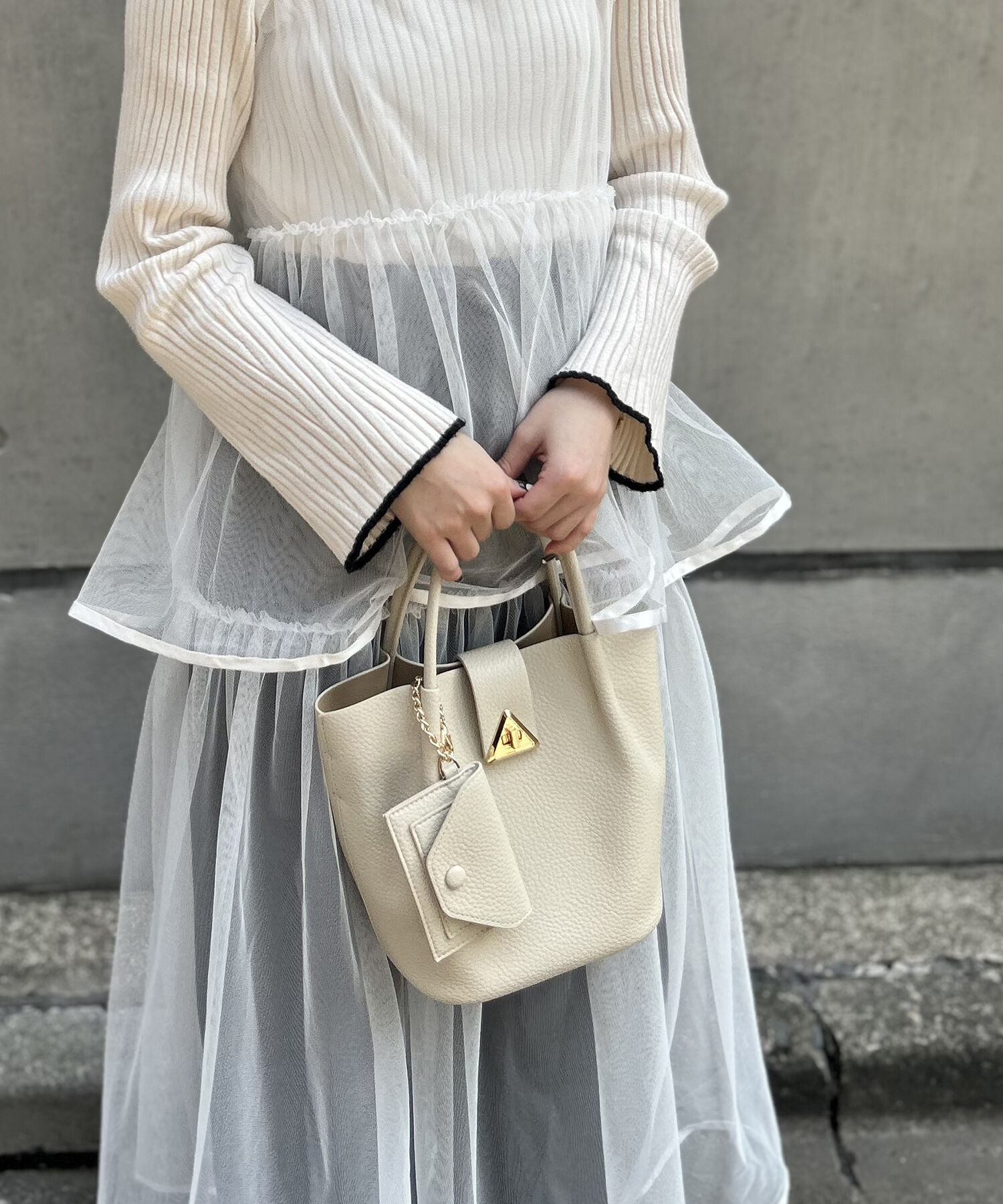 ORiental TRaffic「タックハンドバッグ/BA-225」|ショルダー・メッセンジャー|WHITE