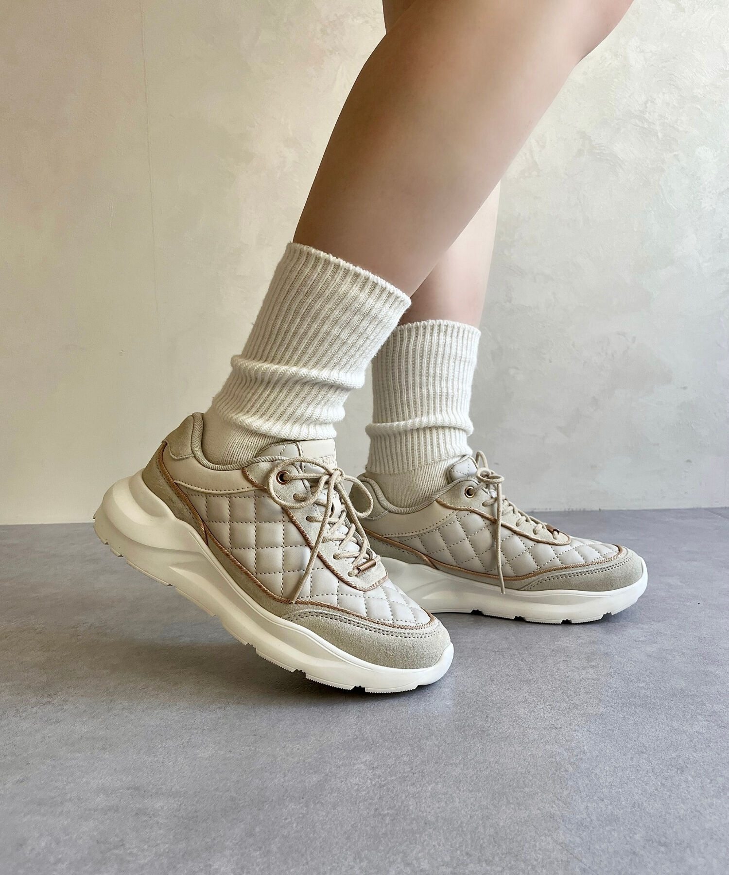 ORiental TRaffic「【トレンド】キルティングデザインスニーカー/OT3743」|スニーカー|BEIGE