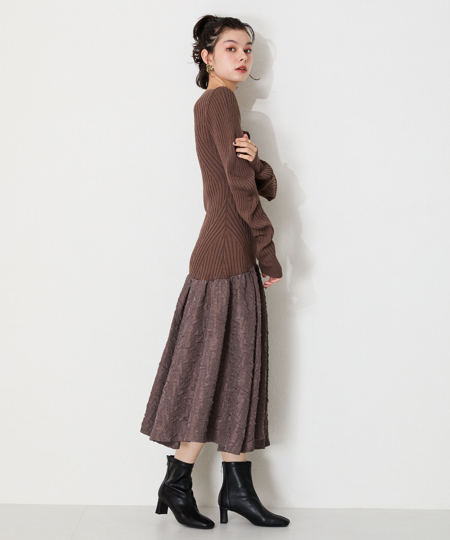 ORiental TRaffic「●2024秋冬新作●ストレッチヒールバックジップブーツ/41406」|ショートブーツ|