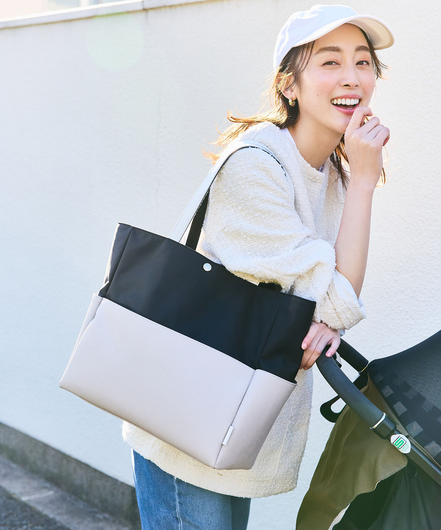 TOPKAPI BREATH「【Breath TOPKAPI】 スコッチグレイン マザーズバッグ バイカラートートバッグ【VERY 掲載】」|トートバッグ|サンドグレー