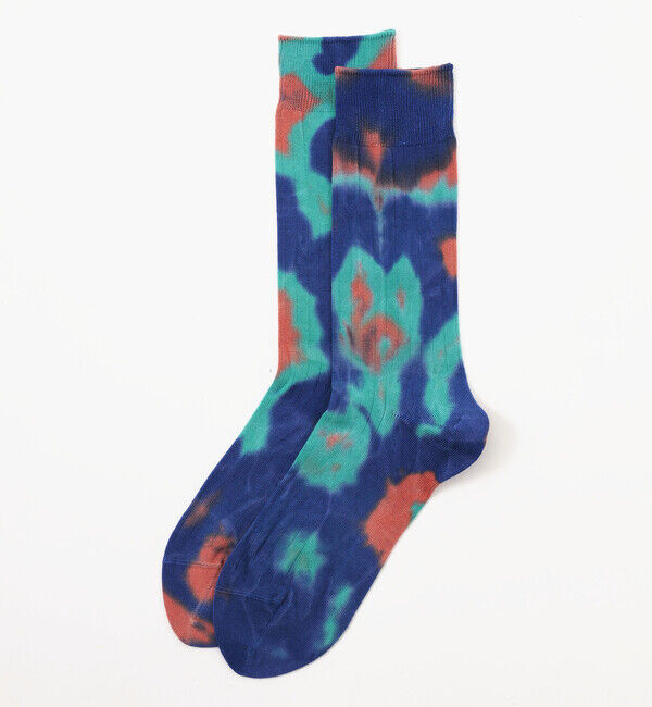 ROTOTO「【ロトト】フォーマルクルーソックス タイダイ/ブルー オレンジ ターコイズ コットン ポリアミド」|ソックス|マルチカラー