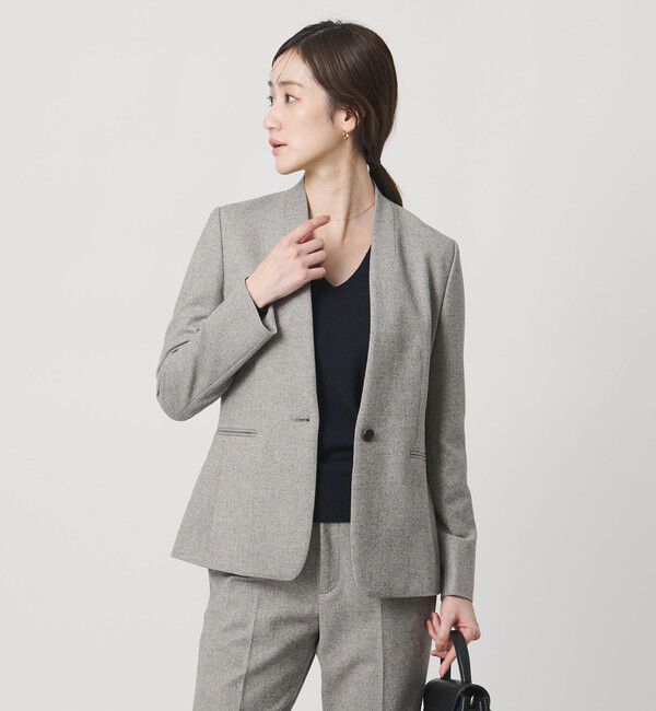 UNITED ARROWS「ツイードライク ノーカラージャケット」|ノーカラージャケット|