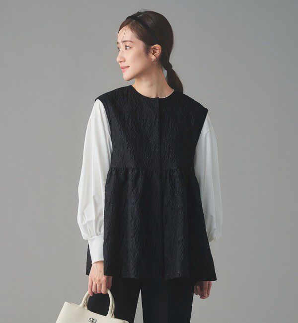 UNITED ARROWS「GISHA 2トーン ジャガード ベスト」|ベスト・ジレ|NAVY