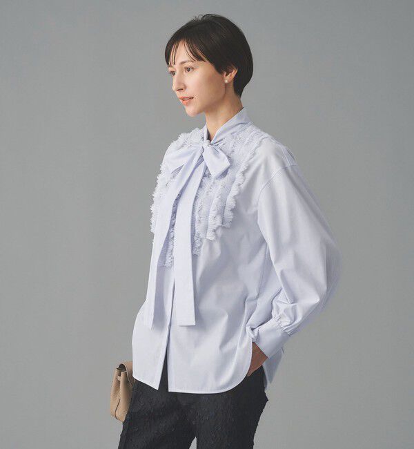 UNITED ARROWS「タックフリル ボウ ブラウス」|シャツ・ブラウス|LT.BLUE