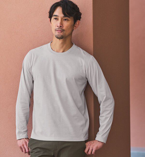 UNITED ARROWS green label relaxing「【WEB限定】JUST fit ジャケイン クルーネック 長袖 Tシャツ -吸水速乾・抗菌-」|Tシャツ・カットソー|LT.GRAY