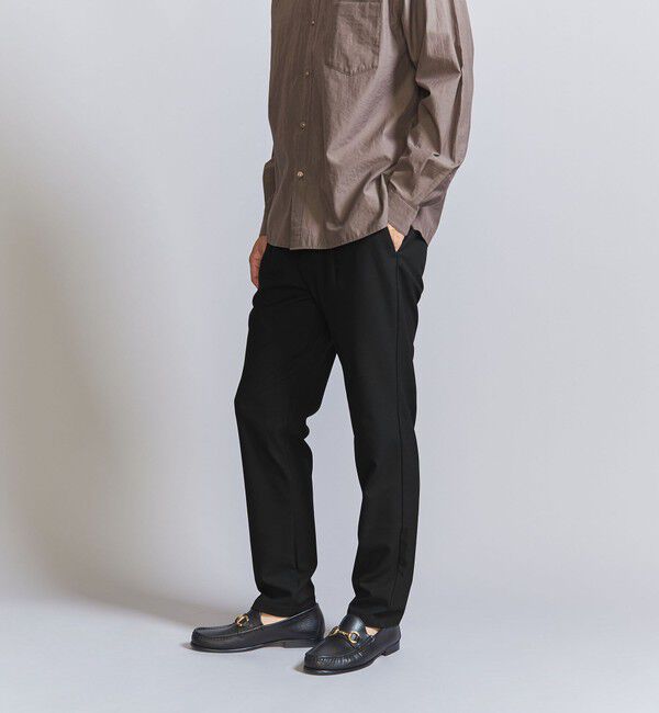 BEAUTY&YOUTH UNITED ARROWS「TR ピンヘッド  1プリーツ イージー パンツ ‐タテ・ヨコストレッチ‐」|チノ|BLACK