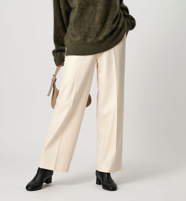 BEAUTY&YOUTH UNITED ARROWS「裏起毛バックゴム ストレートパンツ ウォッシャブル」|スラックス|OFF WHITE