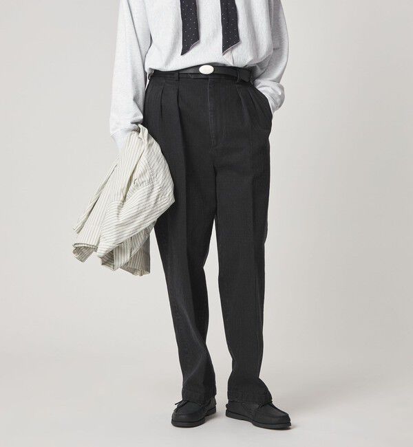 STEVEN ALAN「＜Steven Alan＞ ヘリンボーン イン ツープリーツ ドレス トラウザーズII」|スラックス|